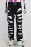 Waffle Double Fabric Black Distress Men Jeans