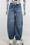 Blue damaged wide leg jeans