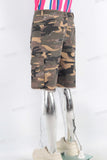 Camouflage digital print cargo boot cut short