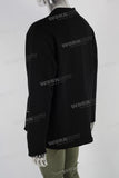 Black raw hem digital print t shirt