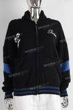 Black embroidered screen print jacket