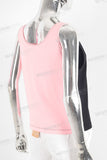 Black and pink patchwork embroidered sleeveless shirt