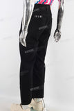 Black embroidered straight jeans
