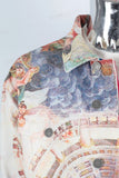 Digital print denim jacket and stack jeans
