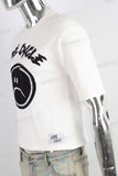 White screen print patchwork t shirt