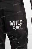 Black paint splatters patchwork jeans