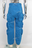 Blue cargo straight jeans men