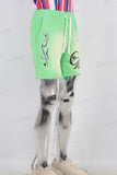 Green digital print boot cut knitting shorts
