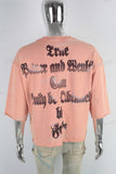 Orange oversize digital print raw hem t shirt