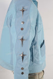 Blue leather patchwork jacket