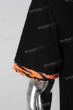 Black embroidered t shirt and tiger pattern pants