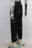 Black straight laser print jeans men