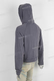 Dark blue Crop long sleeve pullover hoodie