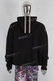 Heavyweight patchwork raw hem hoodie