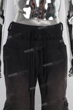Black acid washed double cargo pants