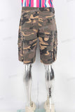 Camouflage digital print cargo boot cut short