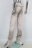 Yellow digital print stack zip up jeans women