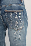 Damaged embroidered patchwork skinny jeans