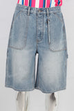 Blue acid washed denim shorts