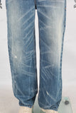 Blue damaged acid washed baggy jeans