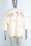 Yellow heavyweight digital print raw hem t shirt