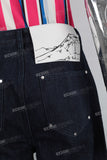Blue wide leg straight jeans