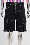 Black laser cargo shorts