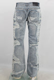 Blue damaged flare jeans