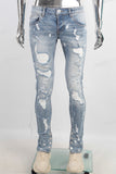 Blue damaged skinny jeans
