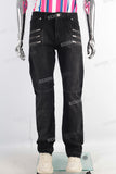 Black zip up boot cut jeans