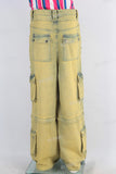 Yellow damaged cargo baggy jeans