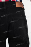 Black embroidered straight jeans