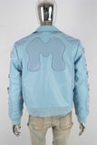 Blue leather patchwork jacket