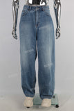 Blue oversize straight jeans