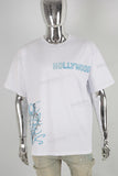 White heavyweight digital blue print t shirt