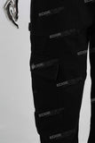 Black cargo straight jeans