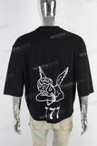 Black digital print heavyweight t shirt