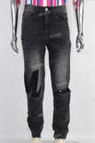 Black damaged patchwork jeans