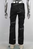Black waxed patchwork cargo straight jeans