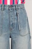 Blue acid washed denim shorts