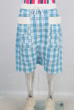 Blue baggy cargo shorts