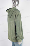 Green digital print acid washed hoodie
