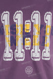 Purple puff and screen print T shirt