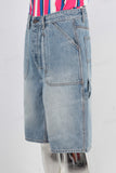 Blue acid washed denim shorts