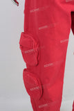 Red cargo straight jeans men