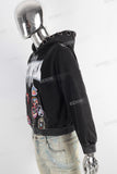 Black digital print patchwork jacket