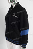 Black embroidered screen print jacket
