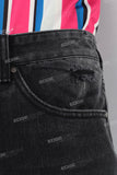 Black damaged patchwork jeans