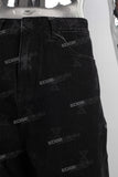 Black straight laser print jeans men