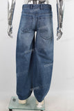 Blue damaged wide leg jeans